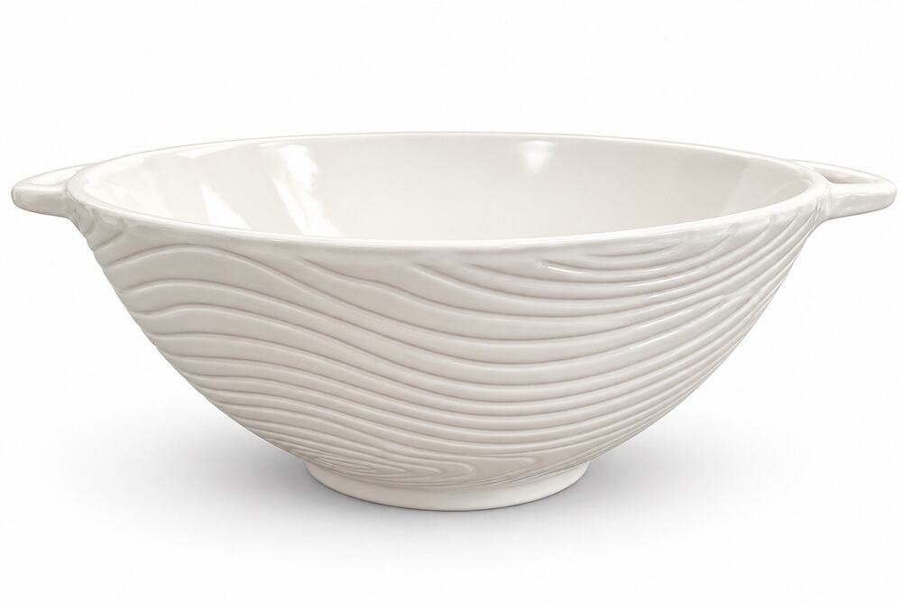 Temp-tations Woodland White 3 Qt Serving Bowl w Handles Tara NEW IN BOX